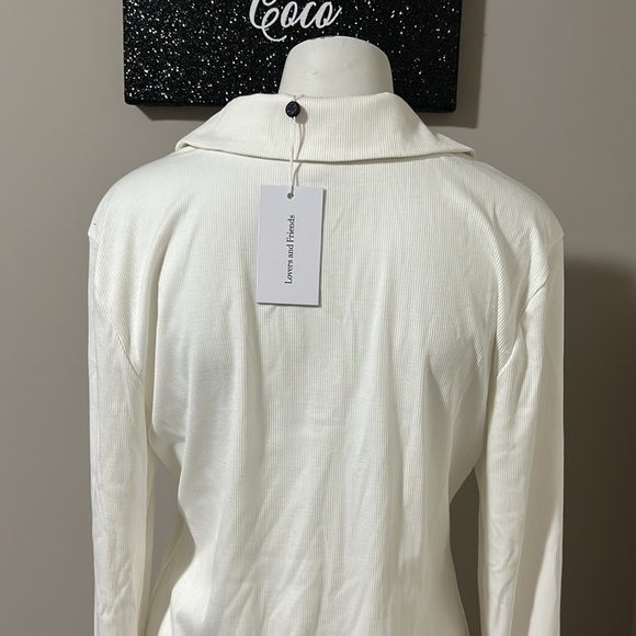 LOVERS and FRIENDS White Flora Bodysuit Long Sleeve Ribbed Button Front Sz XL - Picture 10 of 16